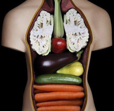 body with vegetables